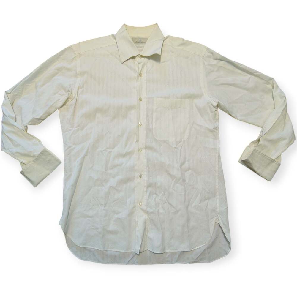 Ermenegildo Zegna Alta Sartoria Centoadue White Textured Dress Shirt 41 / 16